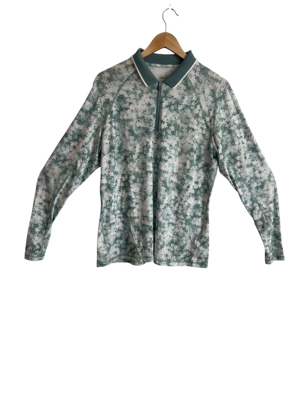 Puma YOU-V Floral Print Quarter-Zip Golf Top Green